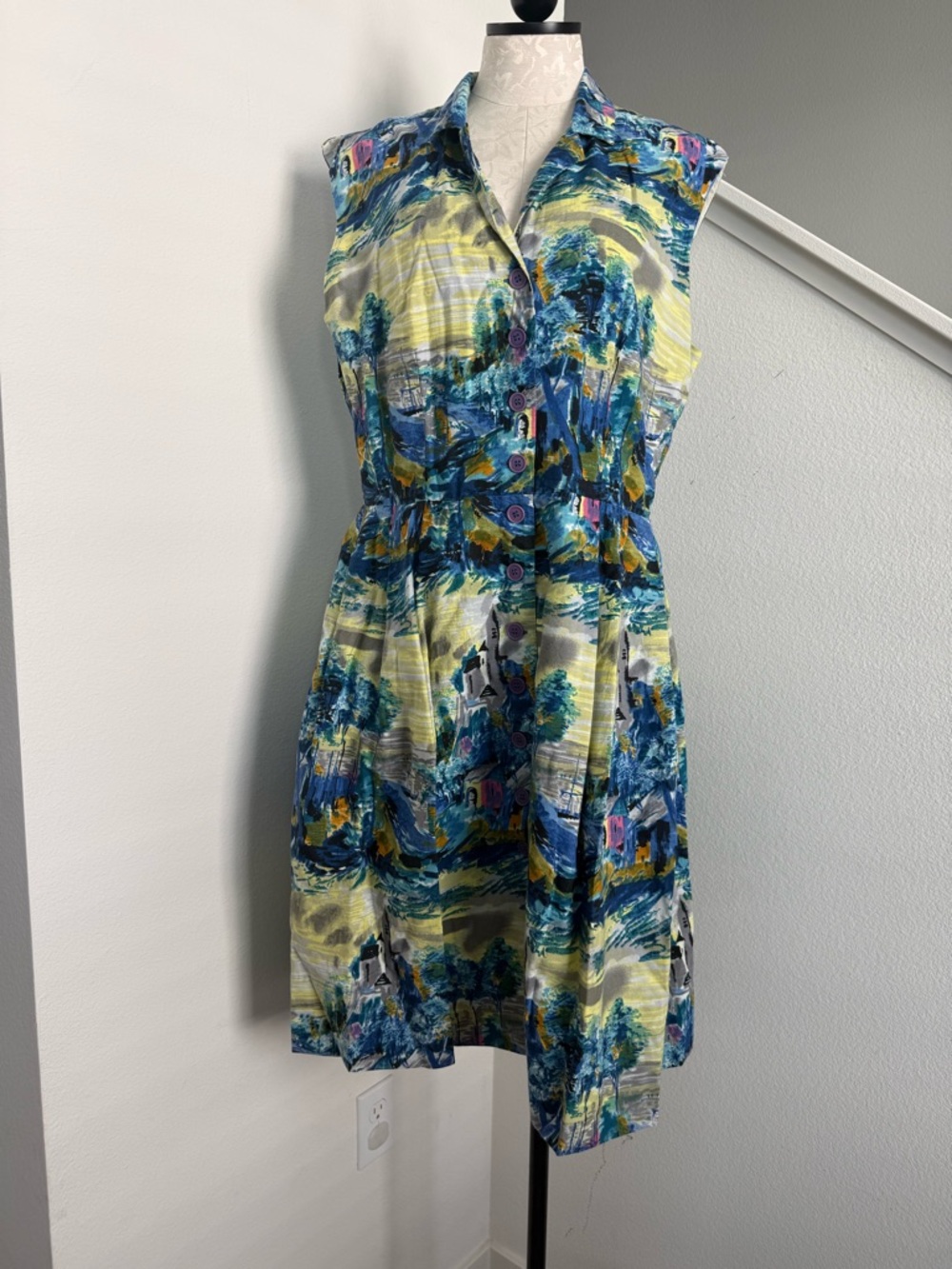 Emily And Fin Anthropologie Cityscape Landscape Cotton Frankie Dress Xxl XL